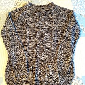 POOF EXCELLENCE SWEATER in Black/White Cable Knit Size Small